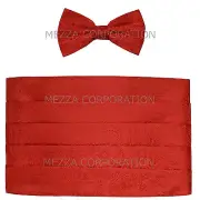 New Polyester Paisley Cummerbund and Bowtie Set Formal Wedding Prom Red