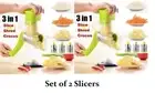 2 X Round Manual Chopper Slicer Rotating Vegetable Slicer Grater 3 Blades HW660