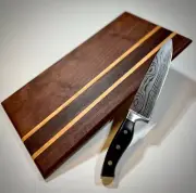 Handmade Walnut & Maple Cutting Board - 17"x9" - Rustic Wood Serving Tray