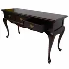 Solid Mahogany Wood Hall Table With 3 Drawers Queen Ann Antique French Style