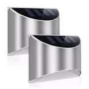2Pcs Stainless Steel Solar Wall Lamp For Landscape Decor And Courtyard Lighting Fixture-Style 1