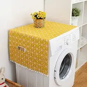 Refrigerator Dust Poet Cover Cotton Linen, Refrigerator Cover with Storage Bags Multi -purpose Wash Machine Top Table Coverage (55*130cm 51x21inch)