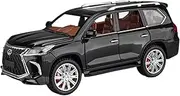 Die-cast 1:24 for Lexus LX570 SUV Car Model Diecast Alloy Doors Opened Music Light Pull Back Off-Road Vehicles Models Miniature Vehicle(Black)