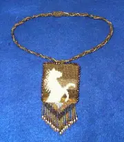 HORSE Beaded Necklace 19" circumference Magnetic Clasp Handmade Regalia Brown
