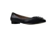 Zasel Lucy Ladies Womens Navy Leather Flat Pointy Flats Work Dress Casual Shoes