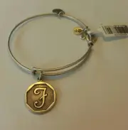 Alex and Ani Initial F Charm Bangle Bracelet New W/ Tag Russian Silver