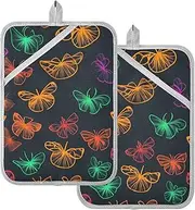 Pot Holders Heat Resistant Neon Colored Butterfly Potholders with Pocket Hot Pot Holders for Kitchen Oven Mitts 2 Pack