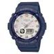 【CASIO】卡西歐 Baby-G Baby-G 休閒金屬元素 BGA-280BA-2A 100米防水電子錶 雙顯運動錶 深藍/玫瑰金