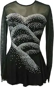 [Zagitova] Figure Skating Dress for Girls Long Sleeve Women Handmade Competition Dance Outfits with Shiny Rhinestone