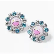 Takashi Murakami Liquem Kaikai Kiki Flower Earrings Blue Silver New JP FS