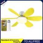 AU Ceiling Fan LED Lamp E27 Socket Fan Light Remote 42cm (Yellow Crystal Shell)