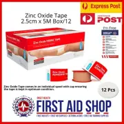 Zinc Oxide Tape 2.5cm x 5M Box/12 + FREE CPR CARD - First Aid Supplies
