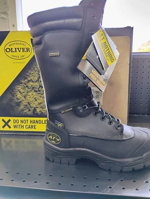 Oliver Boots Size 8 (M) Black leather, Lace-Up, 14 inch Liquid-Resistant Leather