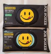 2pk Joe Boxer Flushable Wet Wipes (30 Wipes) Aloe, Chilly Mint, Dude Wipes Dupe