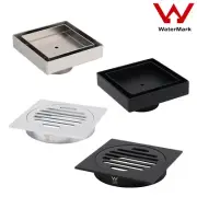 Watermark Black/Silver 100/150/200mm Square Floor Drain Tile Insert Shower Grate