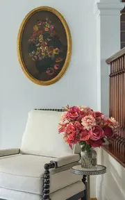 [Diane James Designs] Peonies, Hydrangea and Dahlias in Glass Vase