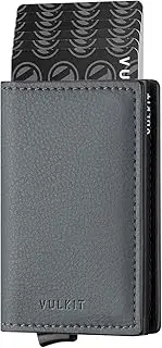 [VULKIT] Credit Card Holder RFID Blocking Leather Automatic Pop Up Wallet Aluminum Slim Pocket Bifold Business Card Case