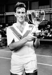 Jeremy Bates of Great Britain holding the trophy after his victor - Old Photo