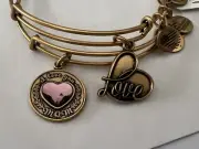 Alex And Ani I Love You Mom Set Of 2 Bangle Charm Bracelets Gold New M8