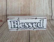 Western Farmhouse BLESSED Tiered Tray/Shelf Sitter Decor Wood Sign