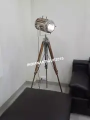 Vintage Style Beautiful Wooden Spot Light Floor Lamp With Tripod Stand Decor Gif