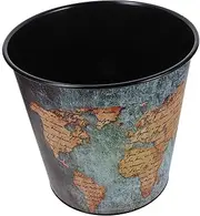 MAGICLULU Map Trash Can Garbage Bin Toilet Paper Trash Can Decorative Wastebin Tiny Trash Can Trash Bin for Bedroom Decorative Waste Can Waste Paper Bucket Laundry Basket Office Trash Can Pu