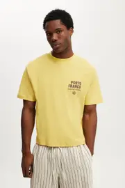 [Cotton On Men] Cotton On Men - Cropped Fit Graphic T-Shirt - Sunray yellow/porto franco XL SUNRAY YELLOW/PORTO FRANCO