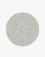 185' Round | Machine Washable Runner Rug | Kid & Pet Friendly | Indoor Rug | Labyrinth Black & Ivory Flatwoven Rug by Jonathan Adler | Ruggable