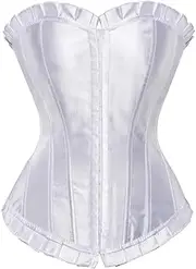 [OFFSUM] Women's Sexy Corset - Satin Solid Color Ruffles Bustier Large Size Strapless Backless Bridal Lingerie Summer Adjustable Party Clubwear Top