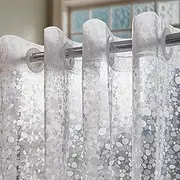 No Hook EVA Shower Curtain or Liner - Heavy Duty Shower Curtain with 3D Pebble/Cobblestone Pattern, Waterproof Plastic Shower Curtain No Hooks Required, PVC Free, Standard Size 71 x 74, 3D Pebble