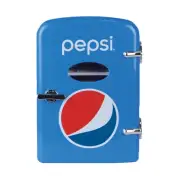 6-Can Mini Personal Fridge Cooler Blue Portable Compact Beverage Chiller