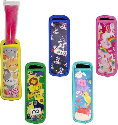 NDBOX 5pcs IcyPole Sleeves Popsicle Holders - Colourful, Reusable, Washable N...