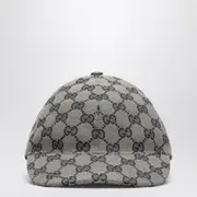 [GUCCI] Beige and ebony GG fabric baseball cap S Brown