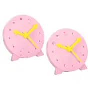 4 inch Teaching Clock Learning Time 24 Hour 3 Pointers Geared, Pink 2pcs