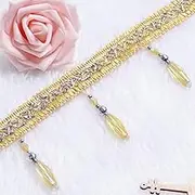 Tassel Fringe Trim, 11 Yards Crystal Bead Tassel Fringe Trim Curtain Lampshades Edge Pendant Home Upholstery DIY Decoration Sewing Supplies(Gold)