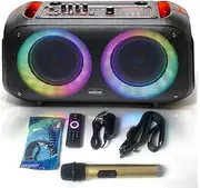 Bluetooth Karaoke Speakers with Wireless Microphone, Portable Karaoke Machine, 5.0 Wireless Singing System, Loud/DJ Light/TWS/USB/TF/AUX/FM for Family Party Outdoor
