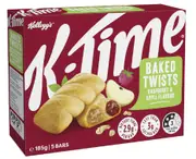 Kellogg's k-Time Baked Twists Raspberry & Apple Flavour Snack Bars 5 Pack 185g