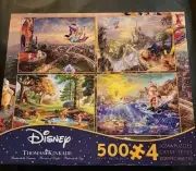 Disney THOMAS KINKADE 500 PCS X 4 PUZZLES Aladdin, Beauty Beast Mermaid Poo Se