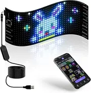 HOIOS Mini LED Sign 5V USB Scrolling LED Sign Bluetooth APP Control DIY Text Pattern Flexible LED Sign For Concert Store Party Car (6.69x2.75")