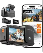Wolfbox X5 4K 3-Channel Dash Cam W/ 128GB MicroSD Card