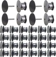 Aylifu 30pcs 10 mm Brass Blank Pins Tie Tacks with 30pcs 10 mm Locking Pin Backs Pin Keepers Locking Clasp for DIY Craft Brooches Name Tags Jewelry Making Supplies, Gun Black