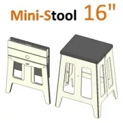 Padded portable Mini-Stool 16"/41 cm. Flat-folding compact lightweight seat/step