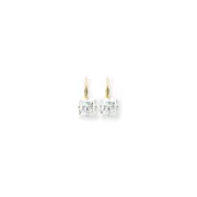 14k Yellow Gold 7mm Princess Cut Cubic Zirconia Leverback Earrings