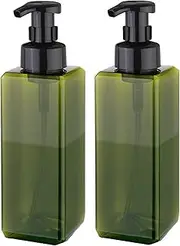 Foaming Soap Dispenser 1L (33.8oz) Refillable Plastic Pump Bottle for Liquid Soap, Shampoo, Body Wash (2 Pcs) (Amber)