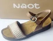Naot Womens Cecile Latte Brown Leather Sand Raffia 40