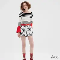 在飛比找momo購物網優惠-【iROO】跳色坑條針織衫