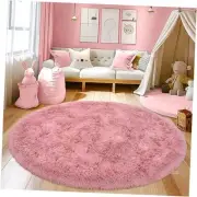 Round Fluffy Rug 7FT - Super Soft Circle for Kids Room - Shaggy 7 Ft Blush