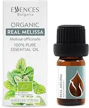 Organic Real Melissa Essential Oil 5ml (1/6 Fl Oz), Lemon Balm Oil, 100% Pure, undiluted, Therapeutic Grade, from own Family Farm, Real Lemon Balm Oil 5ml