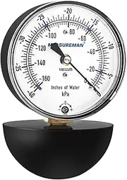 [MEASUREMAN] Vacuum Cleaner Suction Gauge, 0-160 Inches of Water Measures Suction in Water Lift