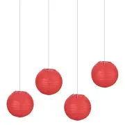 6 Pcs Red Paper Lanterns Hanging Round Paper Lanterns Lamps, 6 Inch